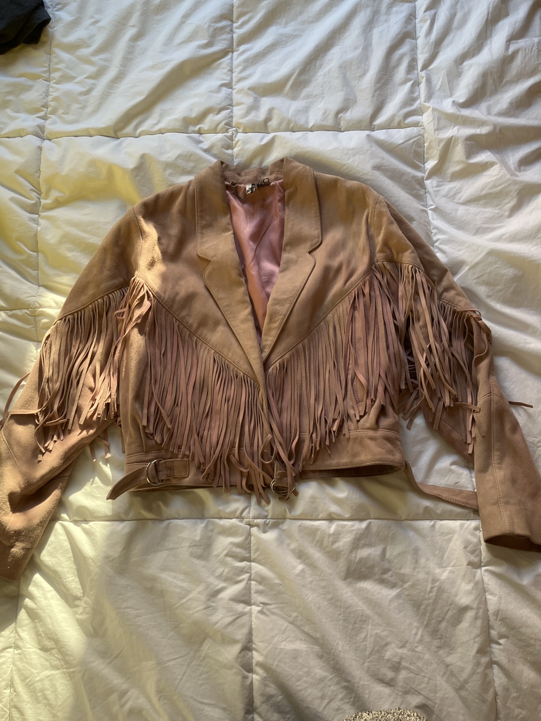 Pink Suede Fringe Jacket