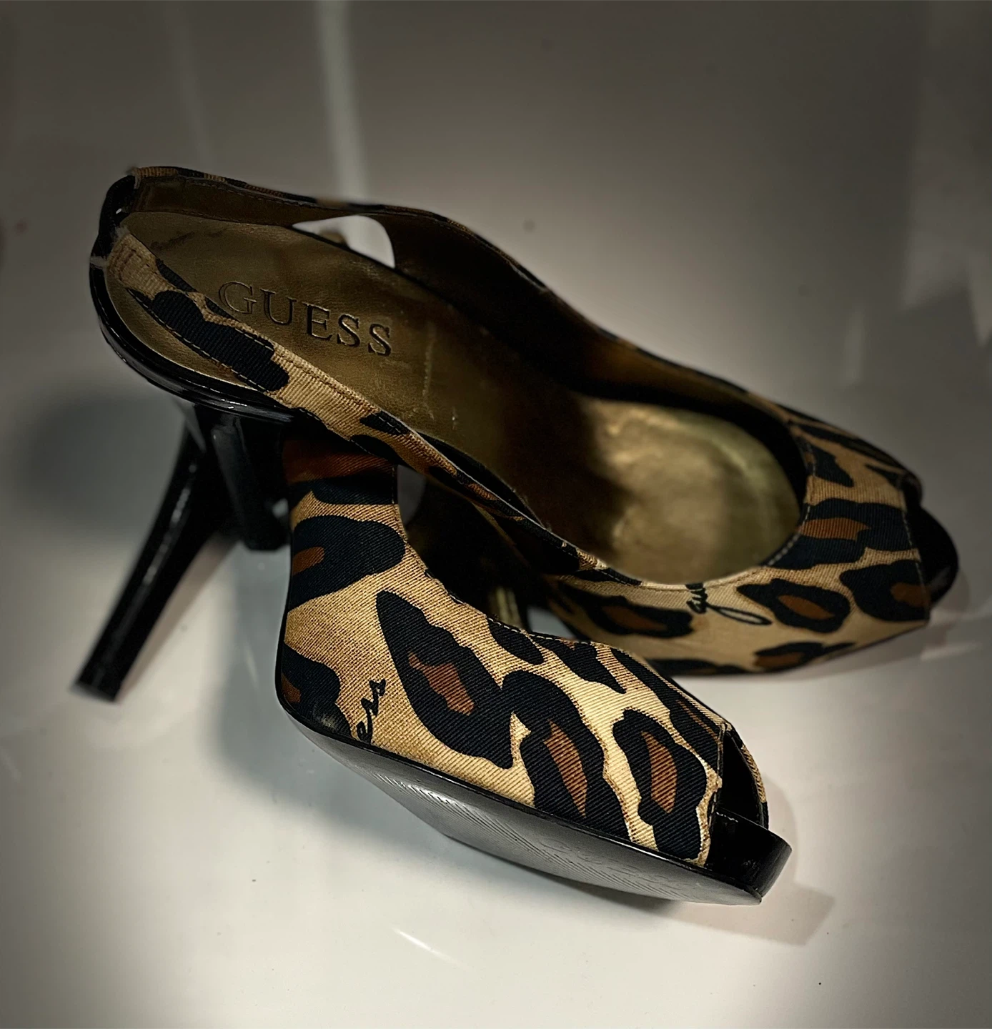 Guess Women's Leopard Print Peep-Toe Heels