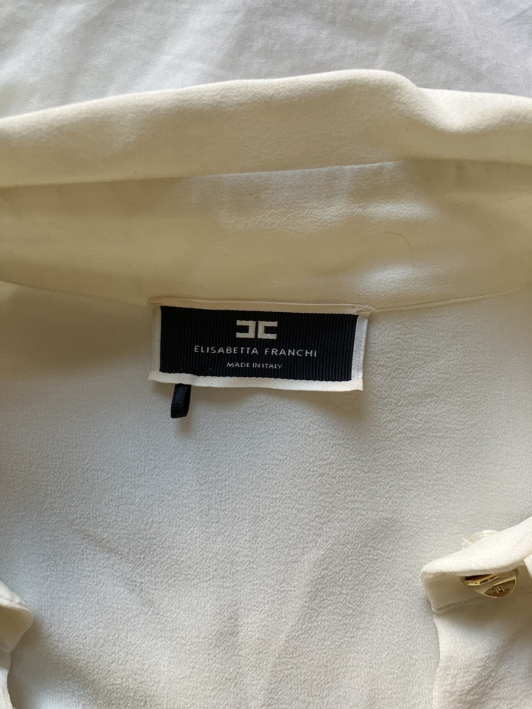 Elisabetta Franchi Silk Blend Blouse with Scarf Tie - photo 3