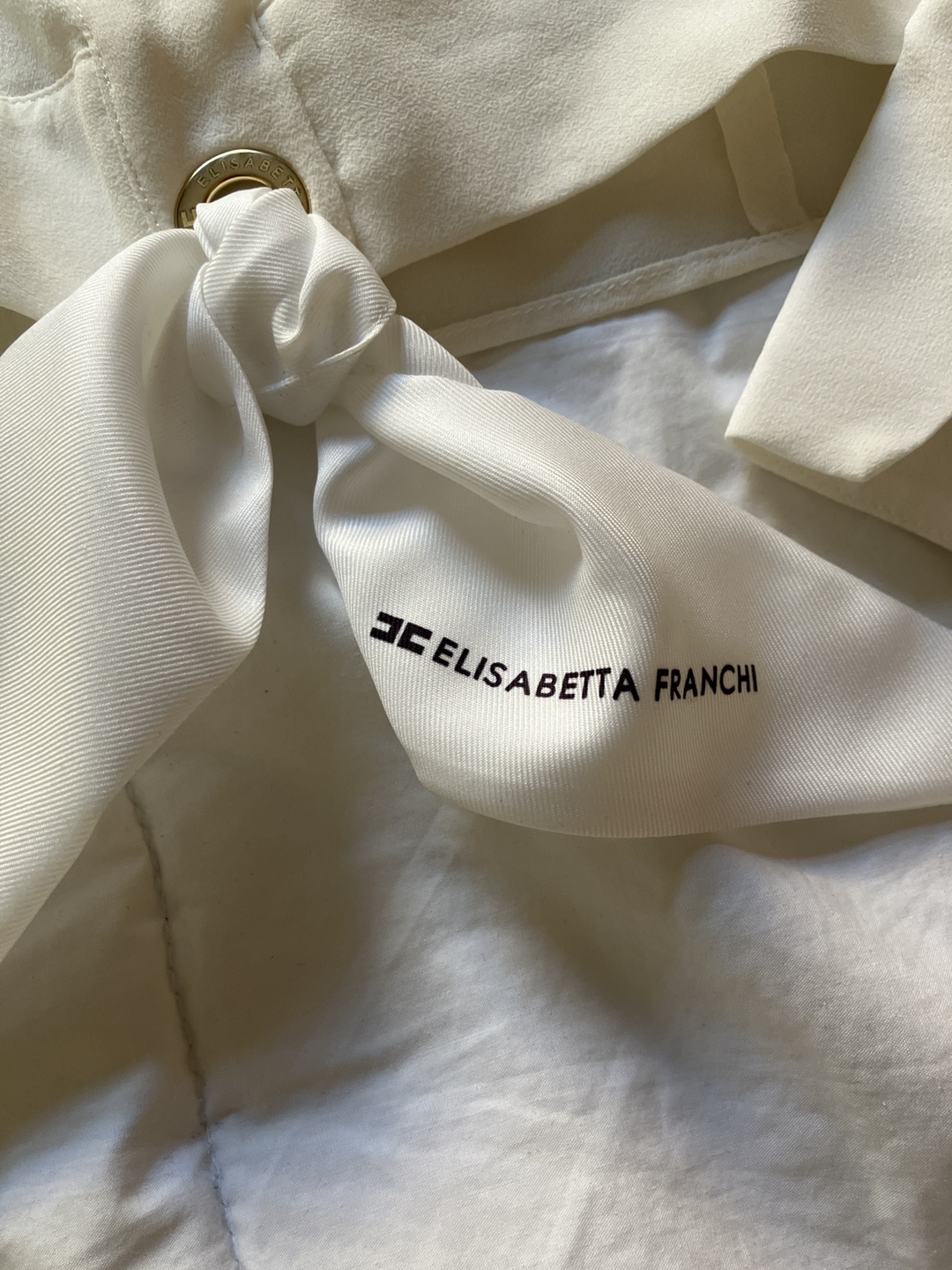 Elisabetta Franchi Silk Blend Blouse with Scarf Tie - photo 2