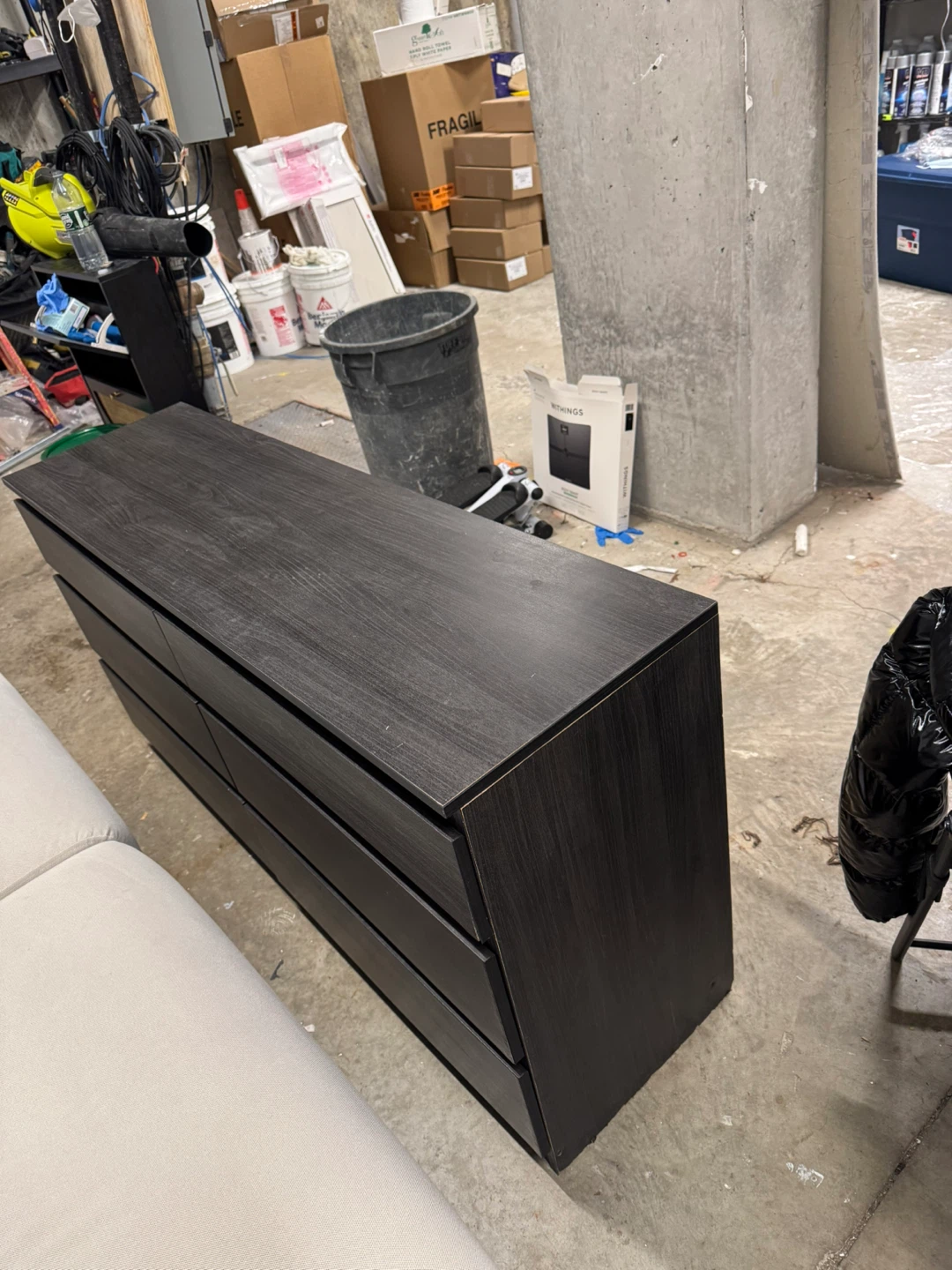 Dark Wood Dresser with 6 Drawers