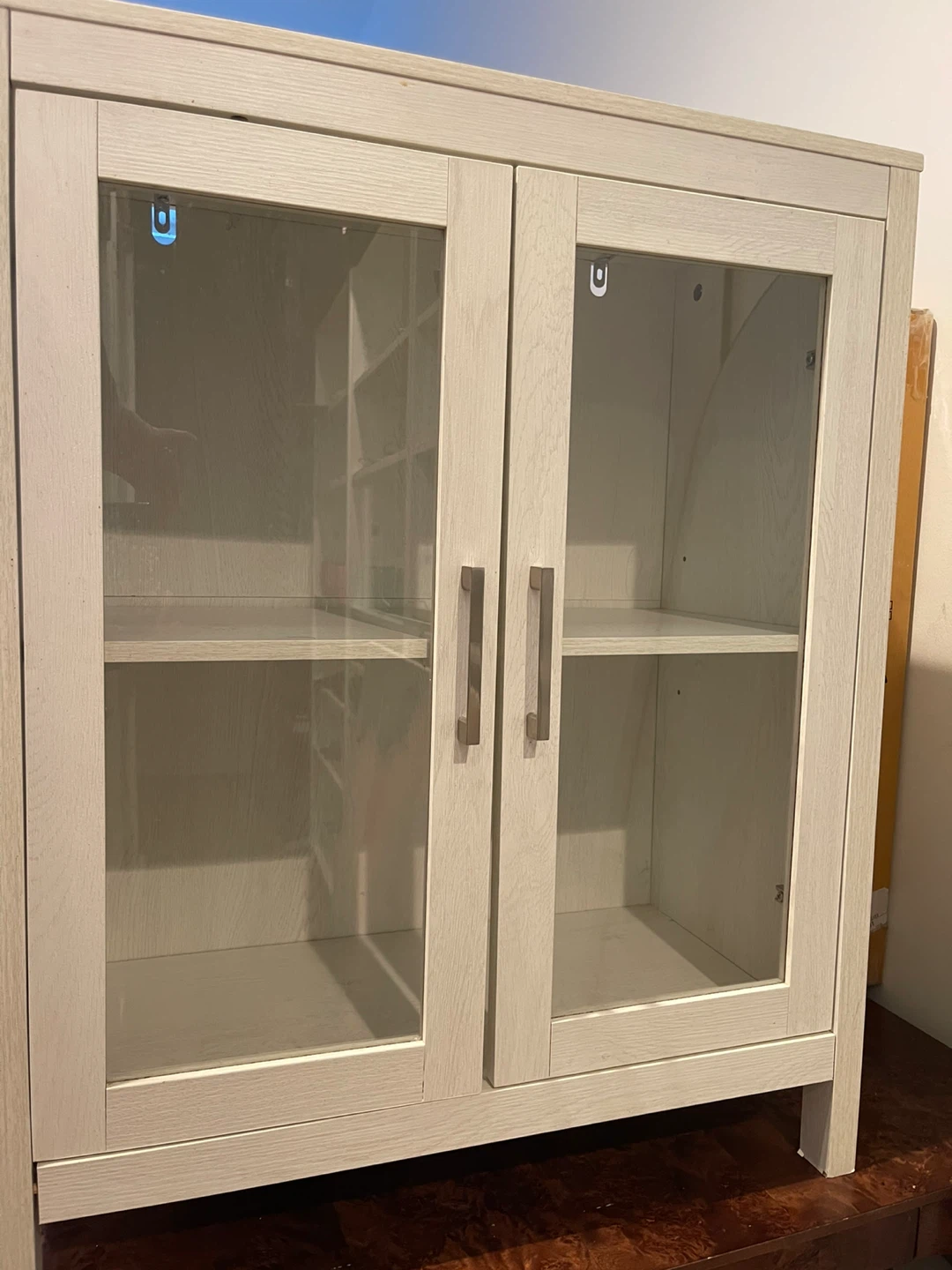 White Storage Cabinet with Glass Doors - photo 2