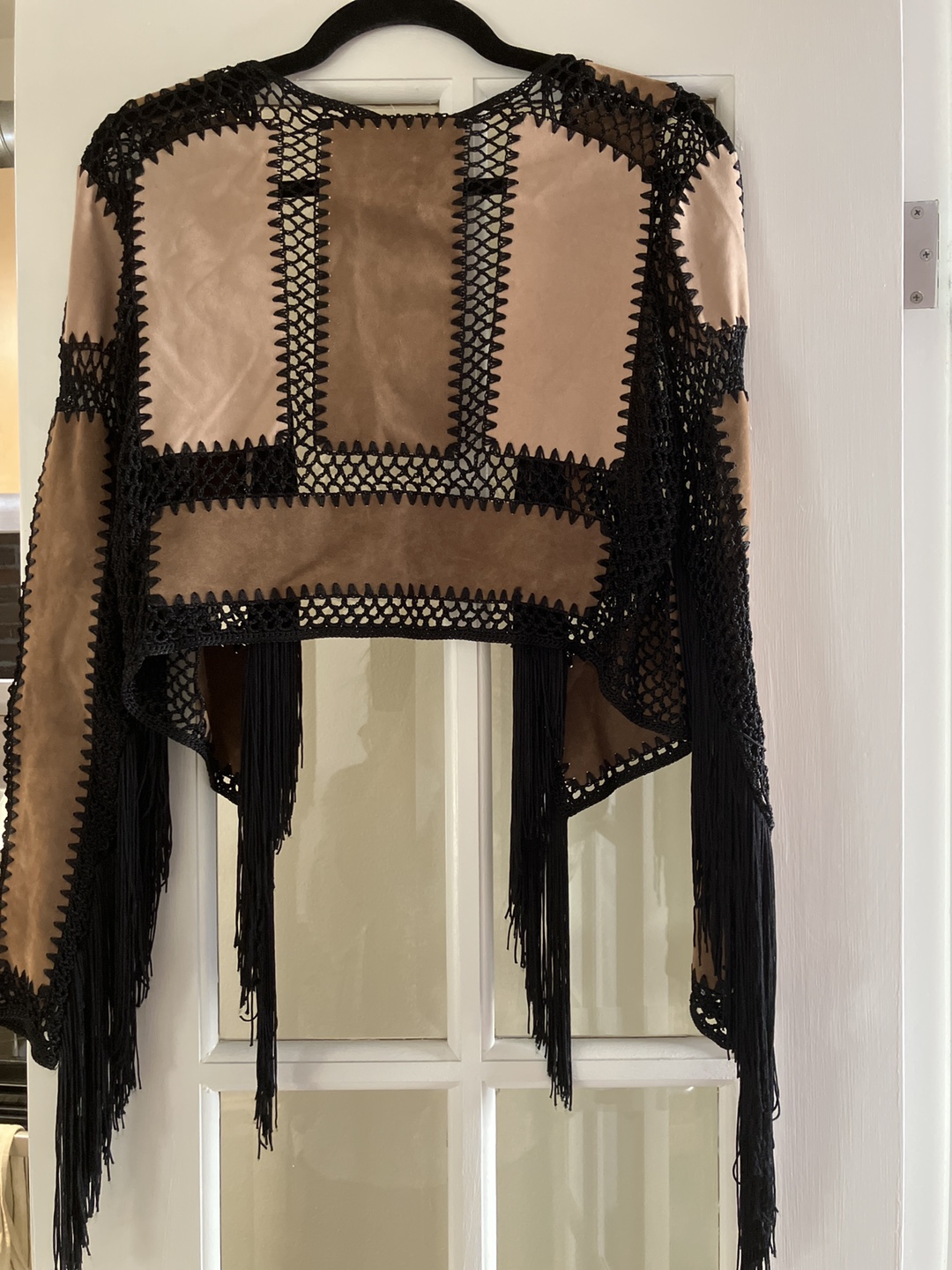 Cropped Suede Jacket with Crochet and Fringe - photo 2