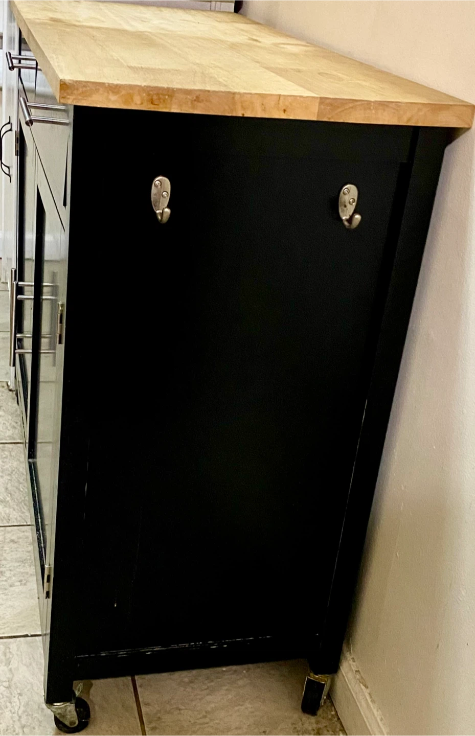 Black Kitchen Island Cart with Wooden Top - photo 2