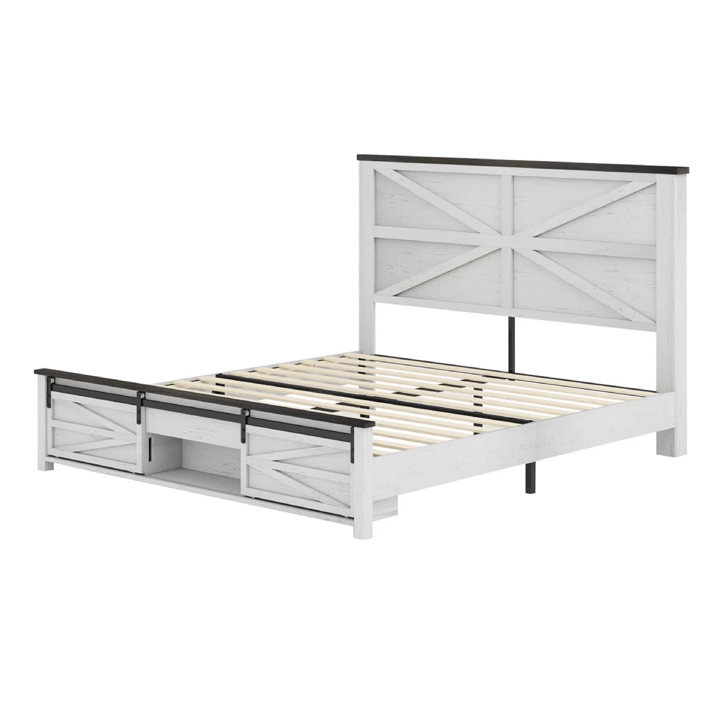 Full Size Farmhouse Bed Frame with Storage