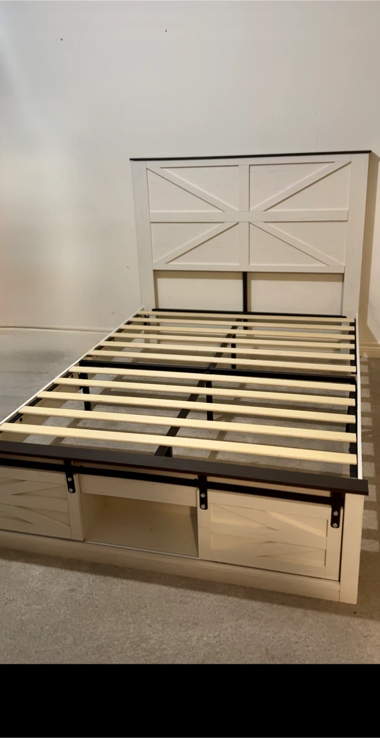 Full Size Farmhouse Bed Frame with Storage - photo 3