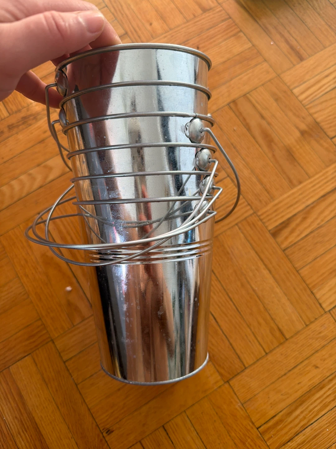 Set of 6 Small Metal Pails with Handles