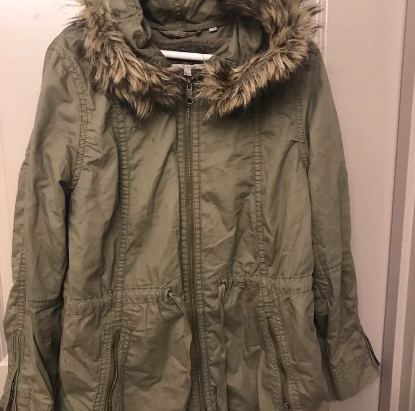 Gap Fur Lined Parka Women’s Medium Green With Hood