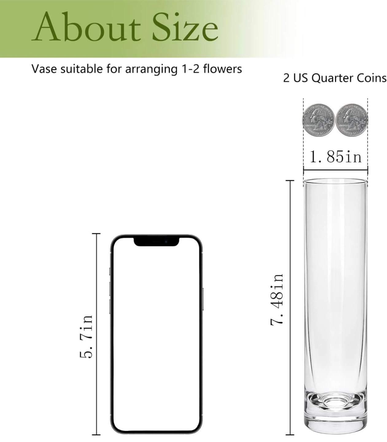 Set of 12 Clear Glass Cylinder Vases for Centerpieces - photo 3