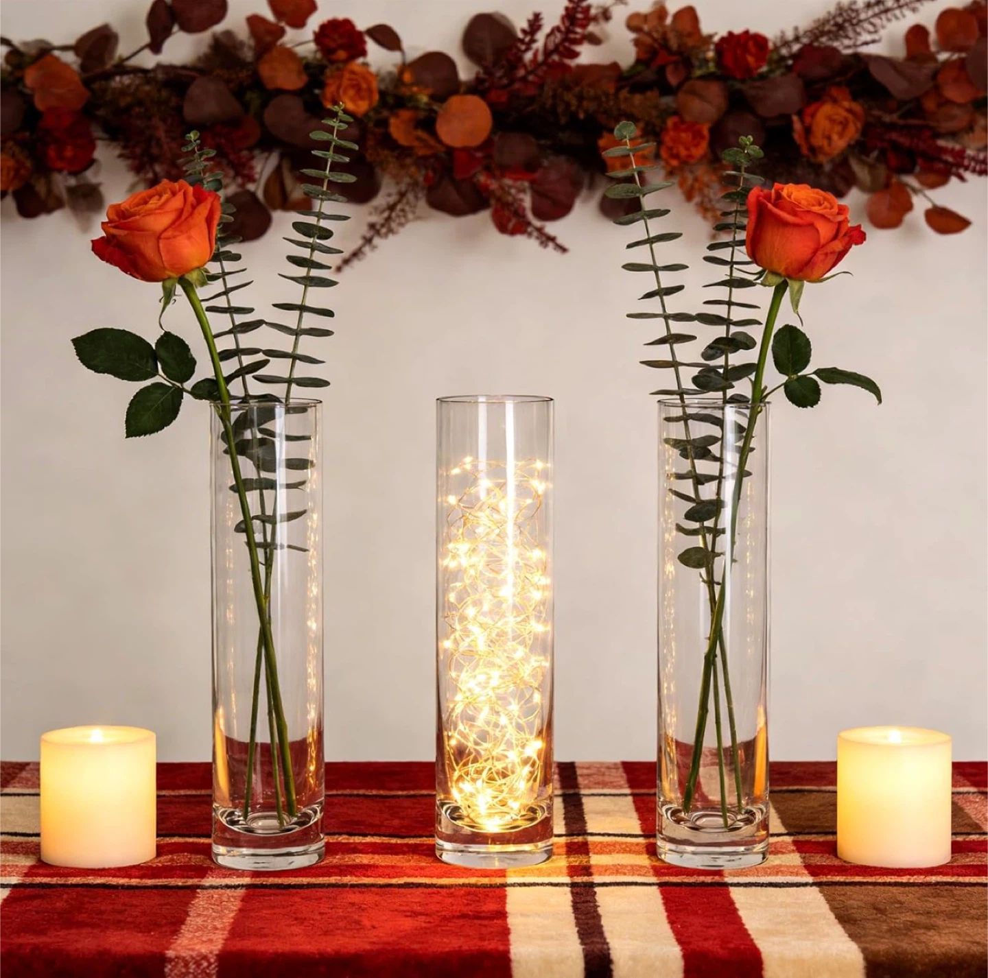 Set of 12 Clear Glass Cylinder Vases for Centerpieces - photo 2