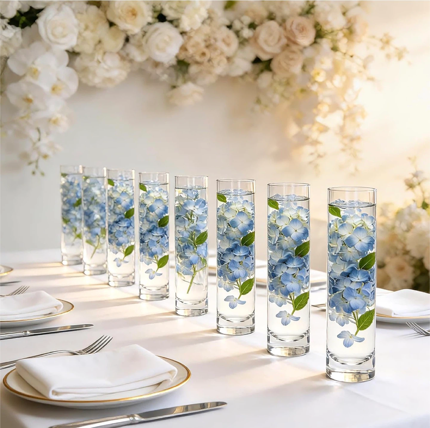 Set of 12 Clear Glass Cylinder Vases for Centerpieces - photo 5