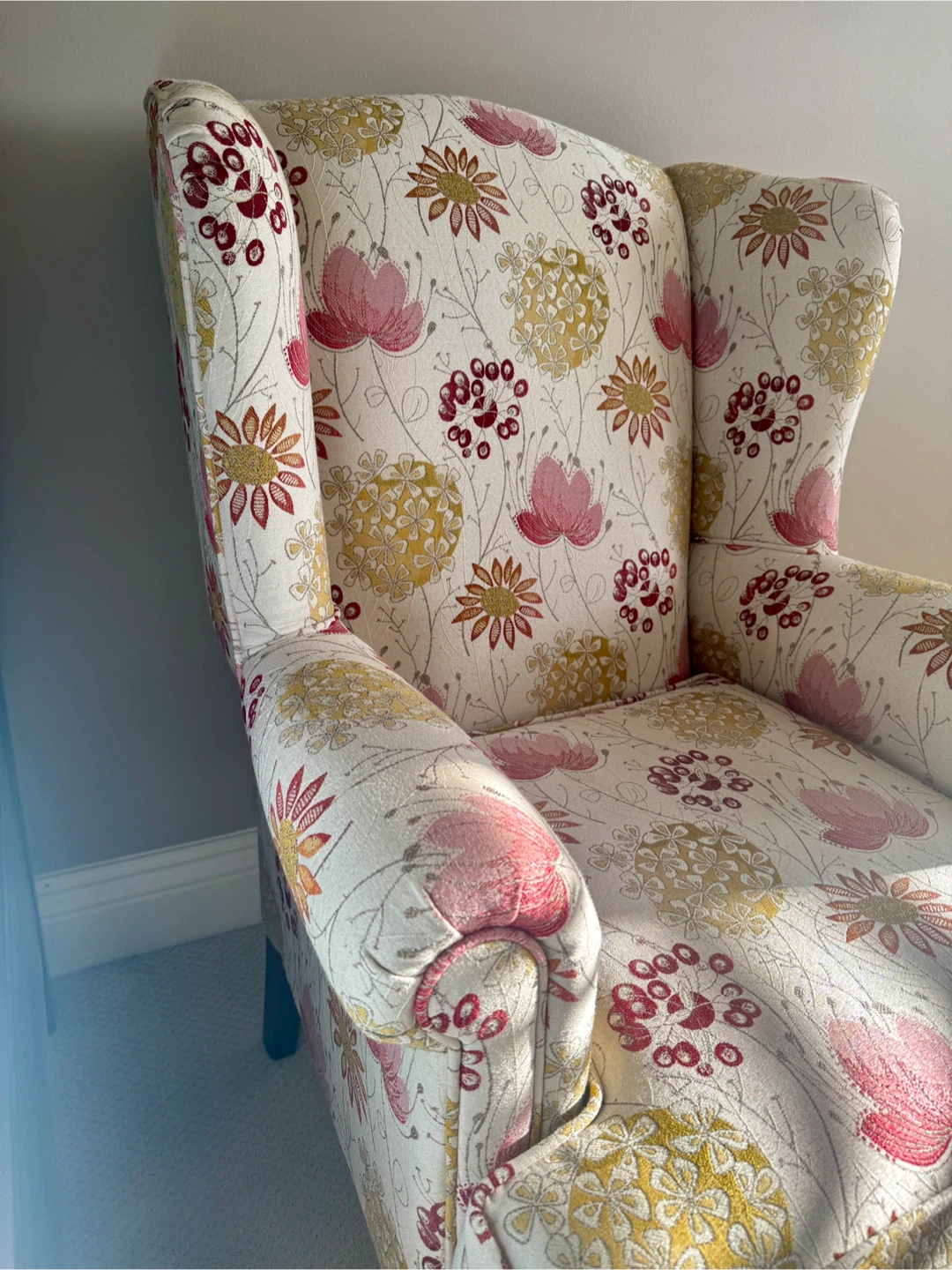 Queen Anne Wing Chair Floral Print - photo 4
