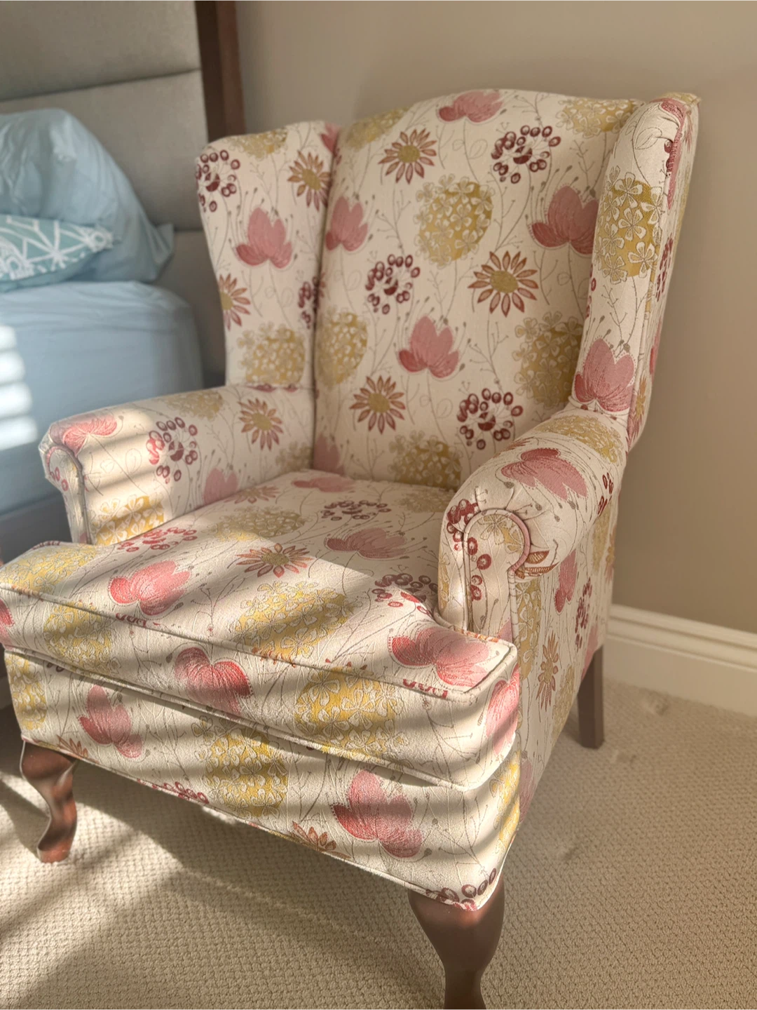 Queen Anne Wing Chair Floral Print - photo 3