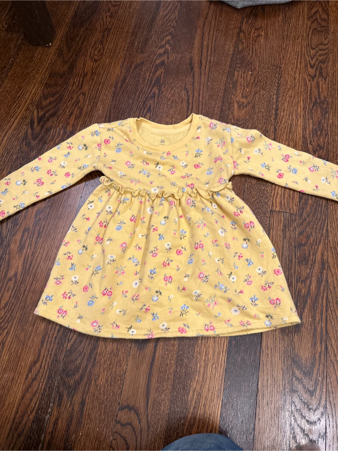 Gap Kids Yellow Floral Long Sleeve Dress