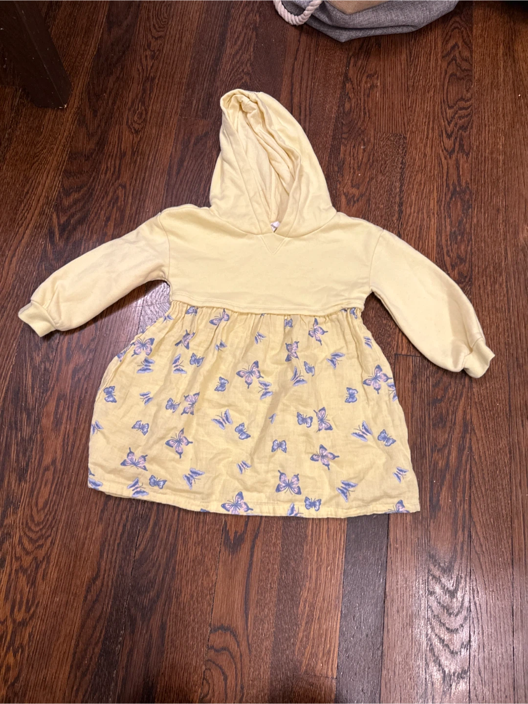 Kids Yellow Butterfly Hoodie Dress