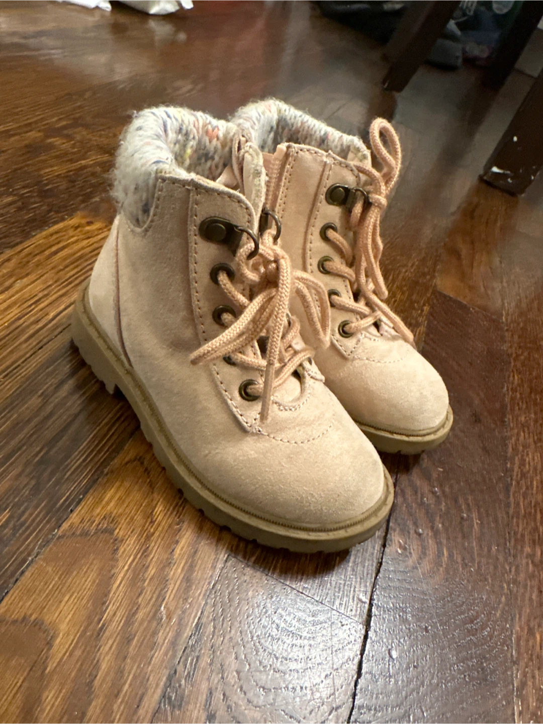 Toddler Pink Lace-Up & Zip Boots - Size 7