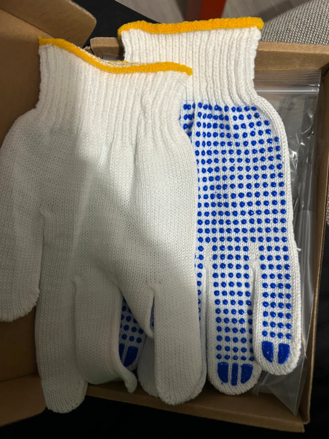 White Work Gloves with Blue Grips - photo 4