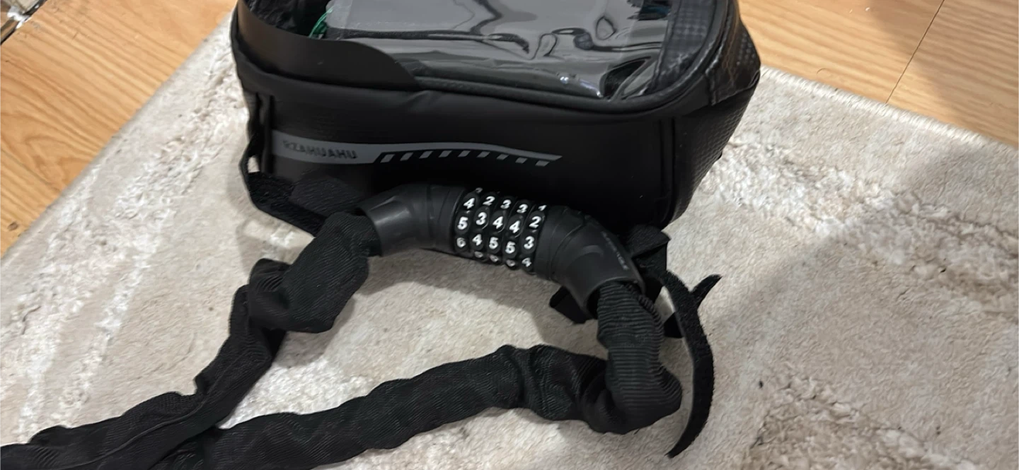 Black Combination Chain Lock with Bicycle Bag - photo 2