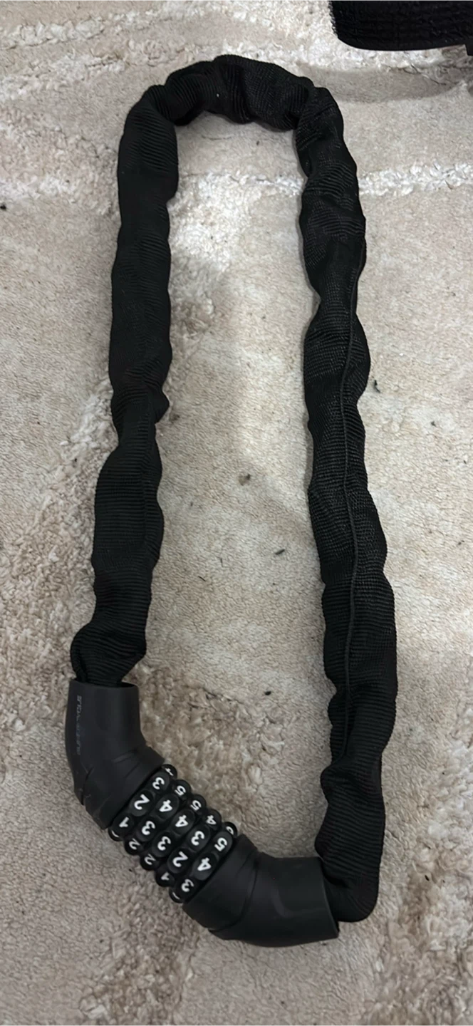 Black Combination Chain Lock with Bicycle Bag