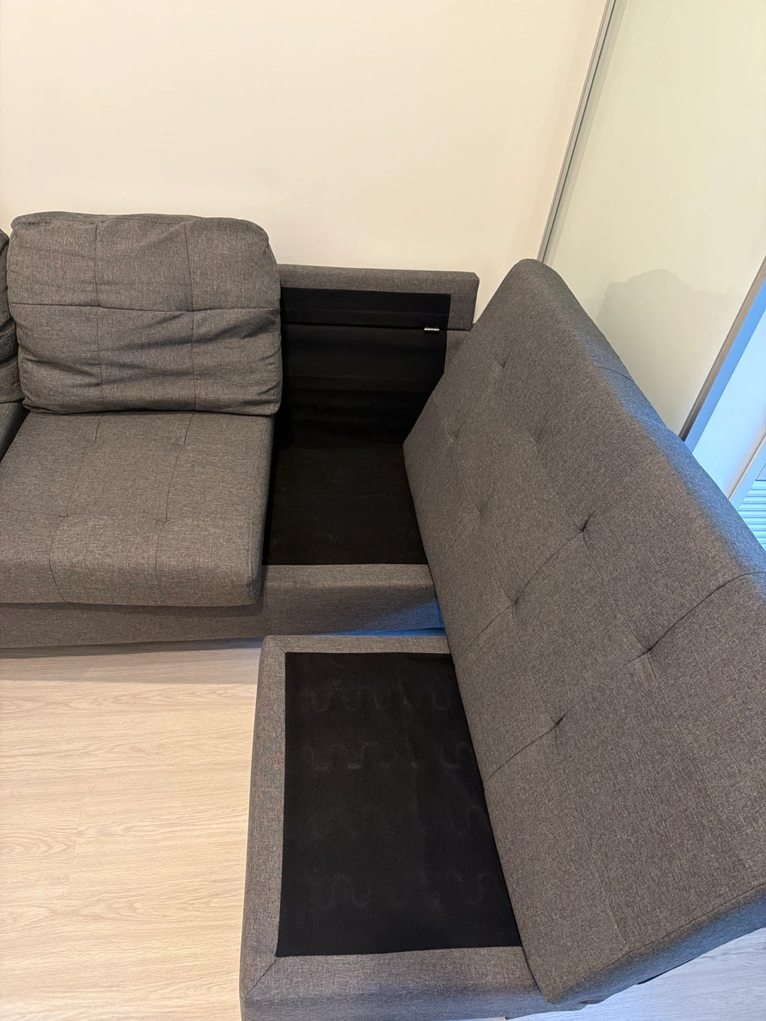 Gray Sectional Sofa w/ Reversible Chaise + Storage & Cup Holder - photo 3