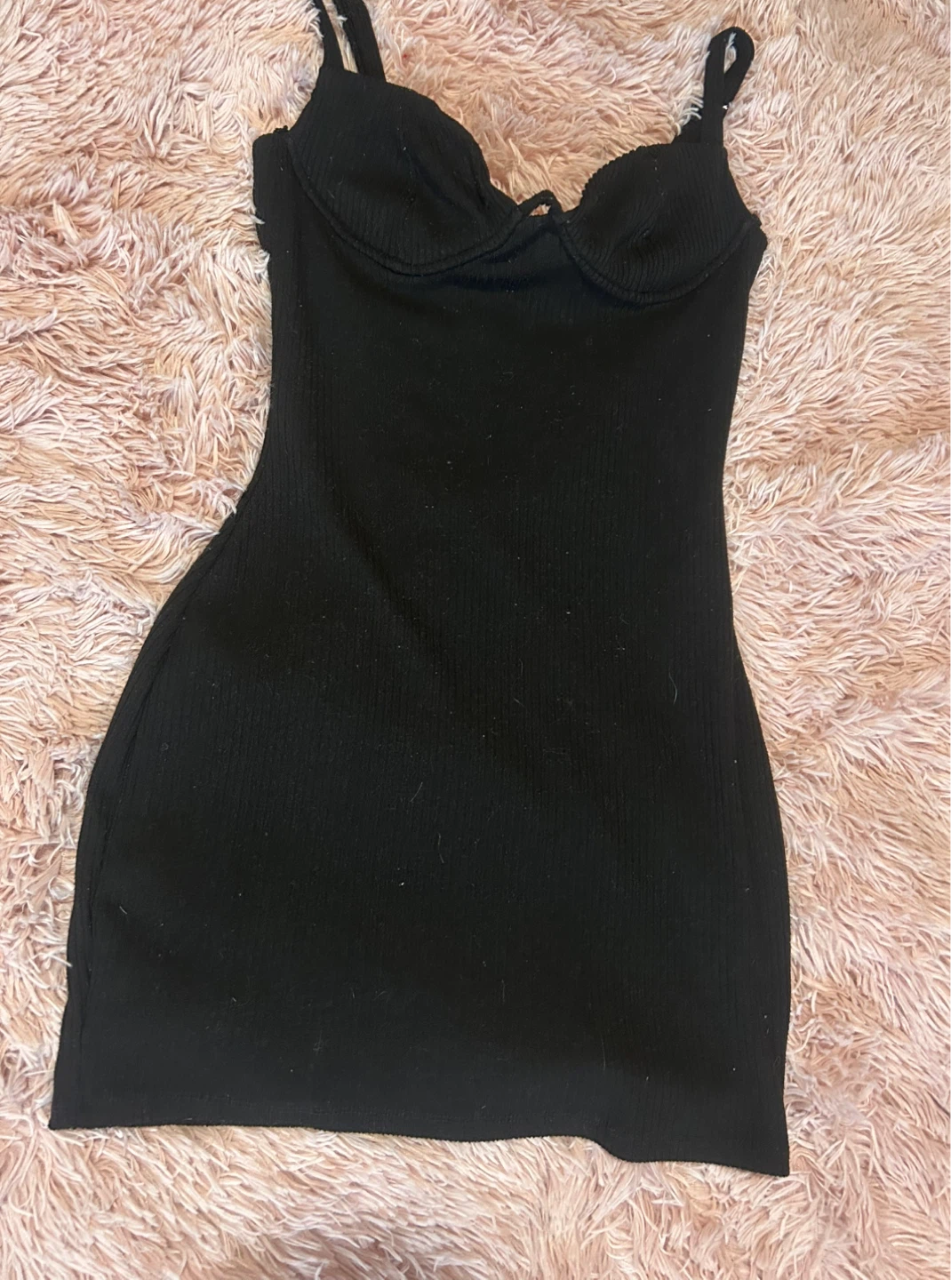 ReVamped Black Ribbed Mini Dress Size M🏆