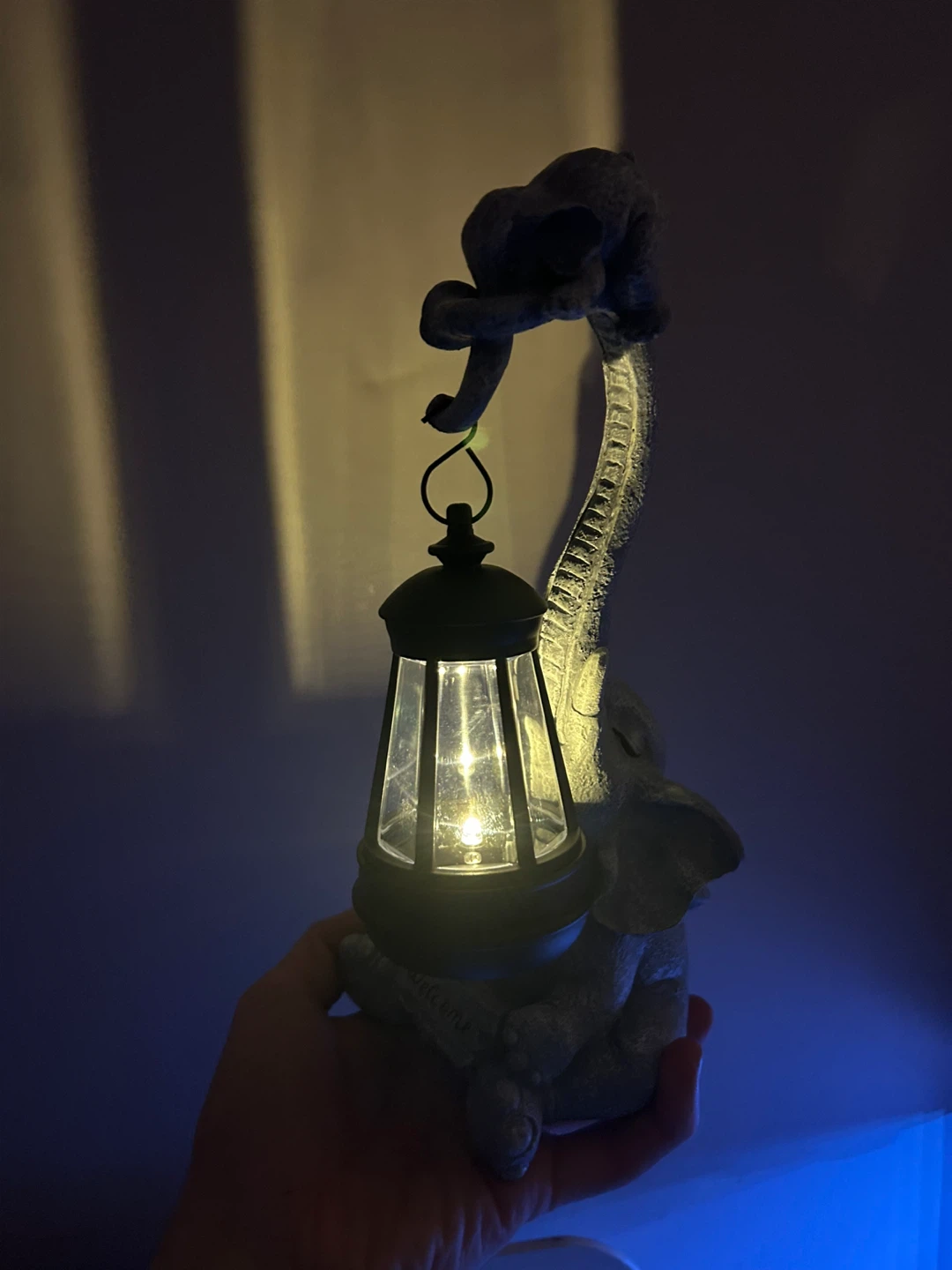 Elephant with Lantern Solar Light Statue