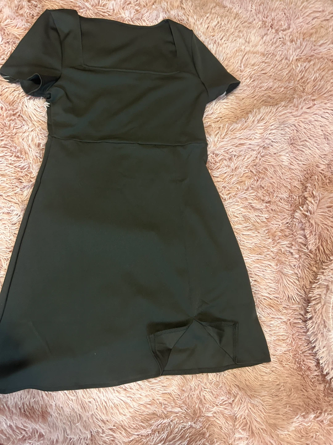 Women's Short Sleeve Square Neck Dress - Black🏆 - photo 3