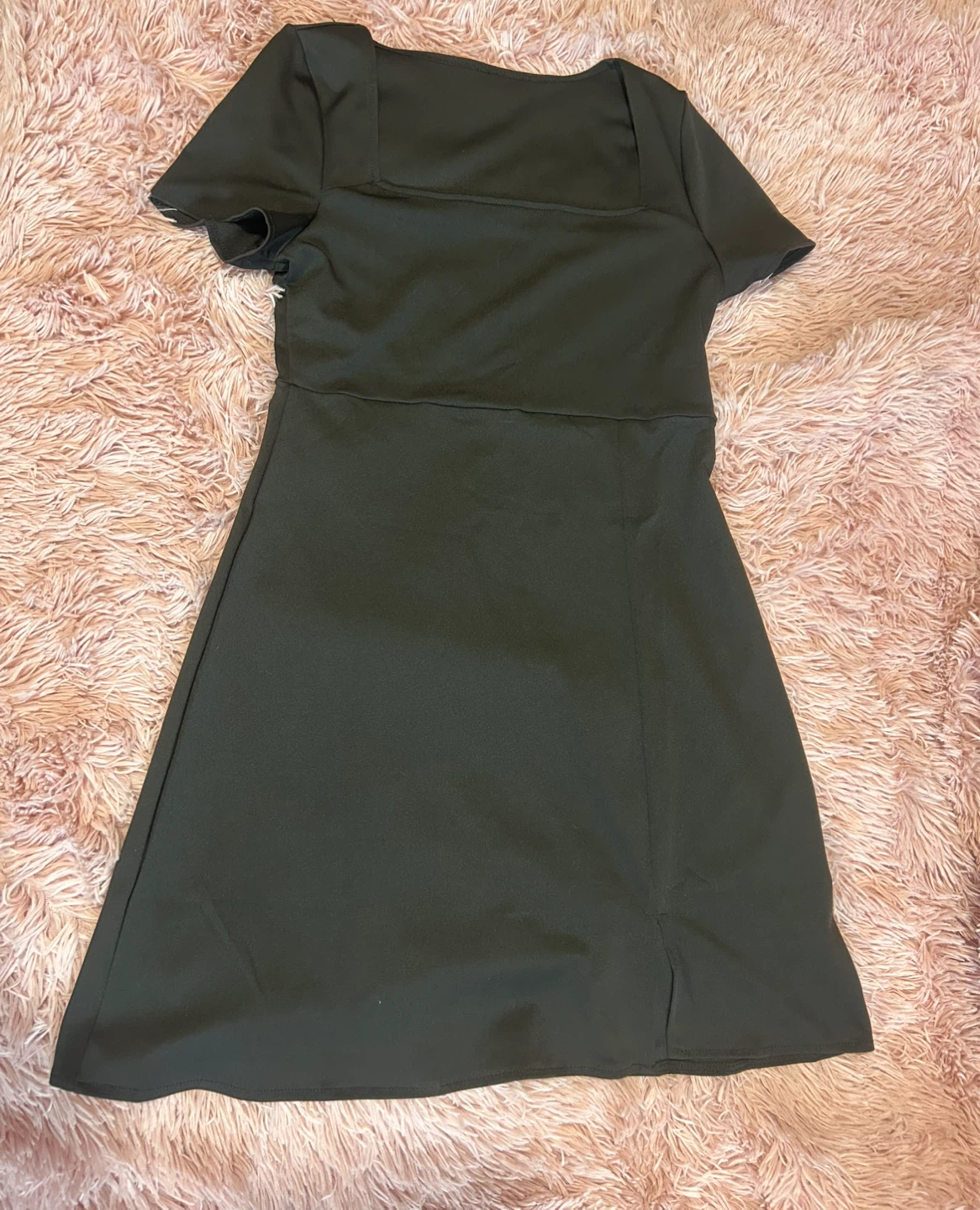 Women's Short Sleeve Square Neck Dress - Black🏆