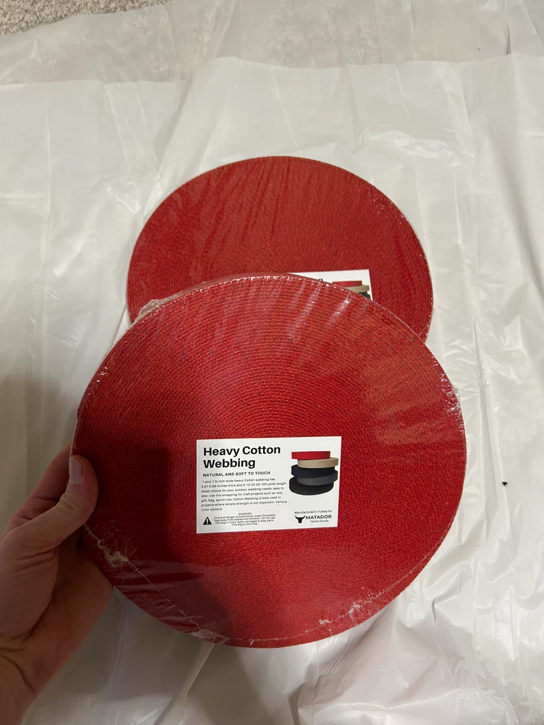 Heavy Cotton Webbing - Red - photo 3