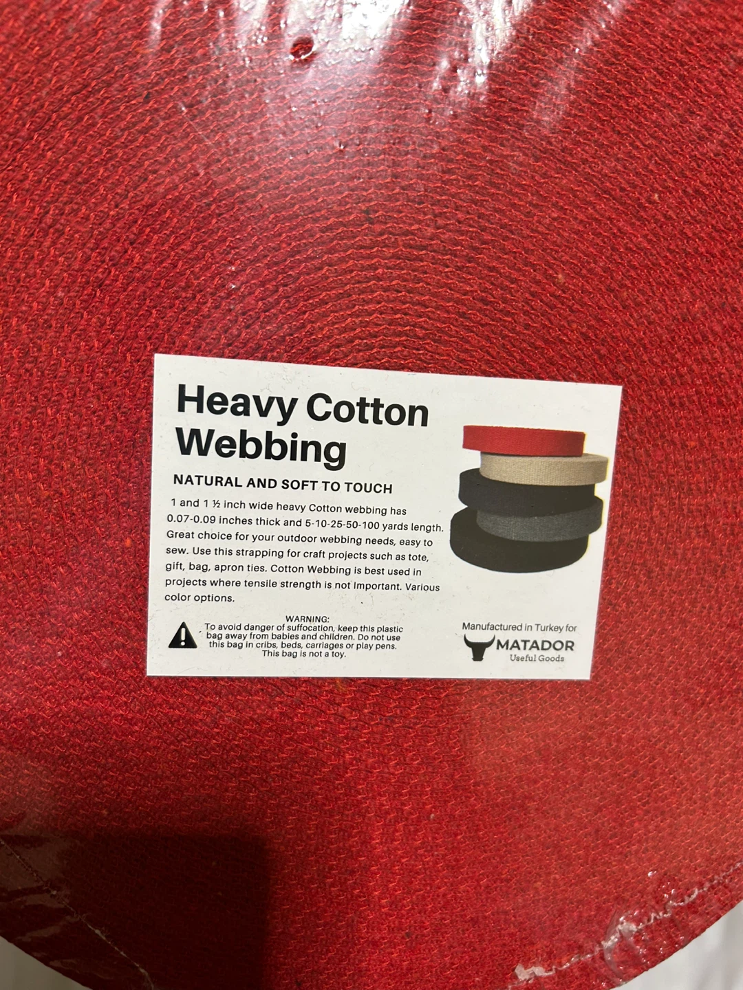 Heavy Cotton Webbing - Red - photo 4