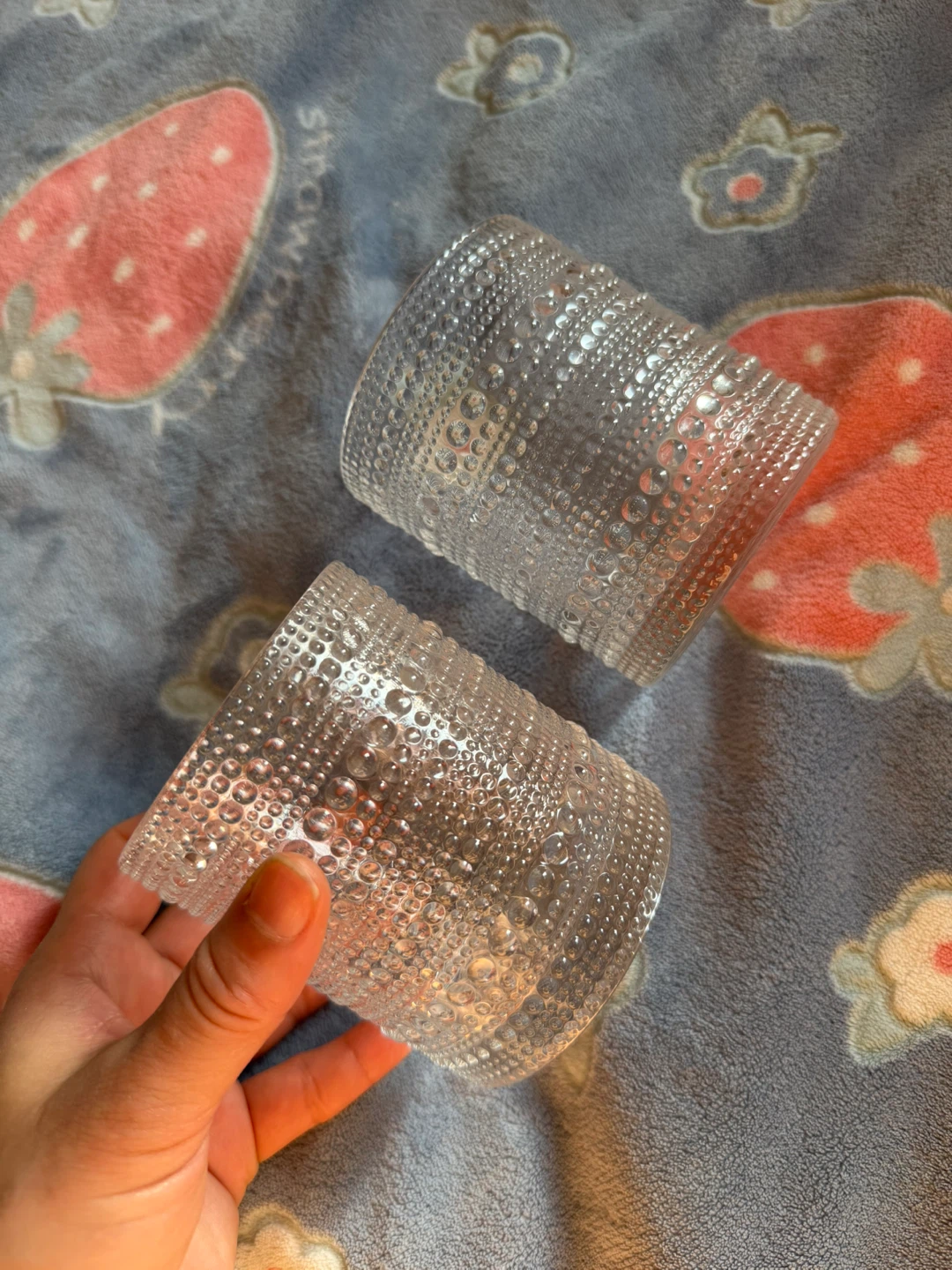 Set of 2 Clear Textured Glass