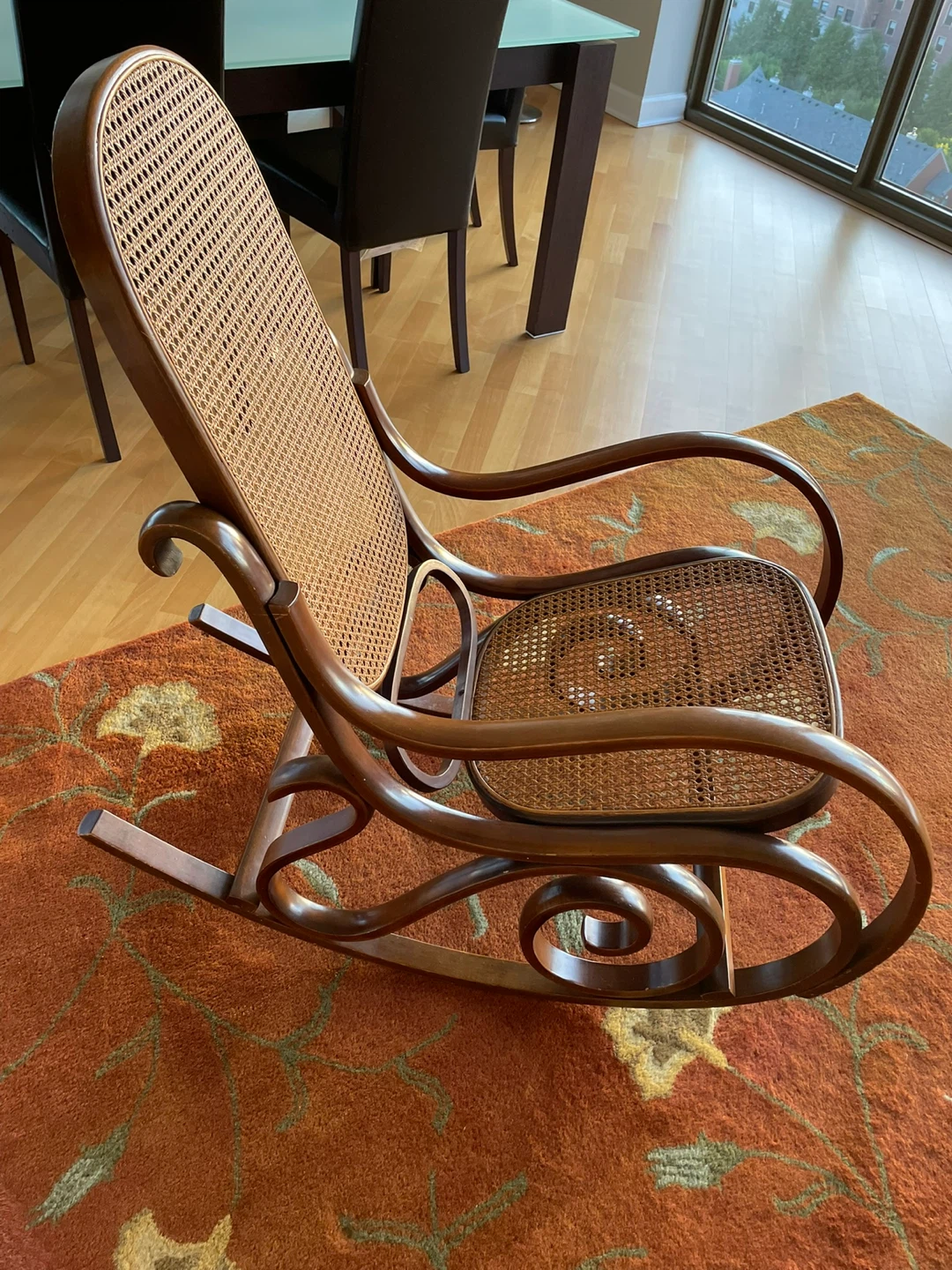 Vintage Thonet style bentwood and cane rocking chair - photo 3