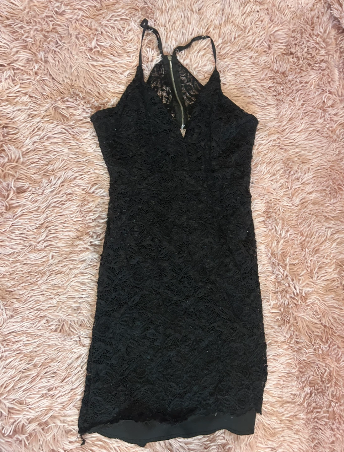Revamped Black Lace Zipper Dress - Size Medium🏆