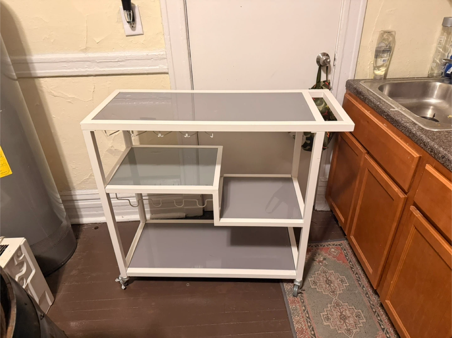 White and Gray Bar Cart