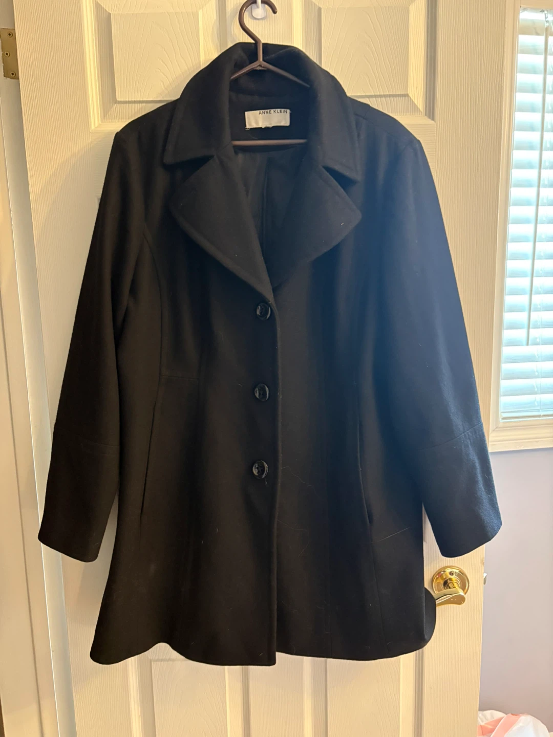 Anne Klein Women's Black Wool Blend Coat