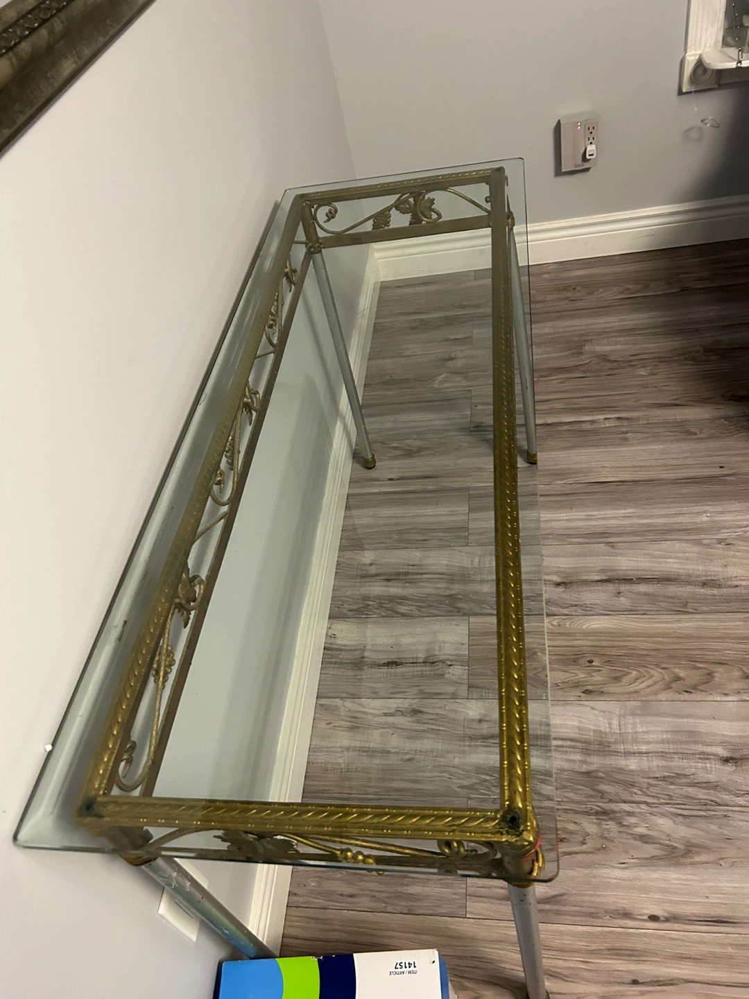 Glass Top Console Table with Gold Accents - photo 2