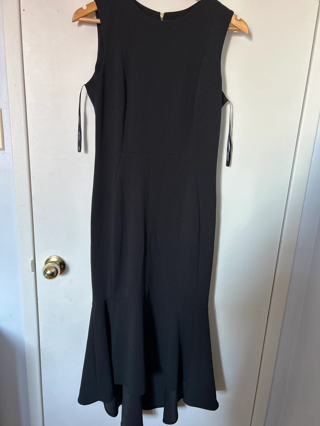 Calvin Klein Black Sleeveless Ruffle-Hem Midi Dress Size 6 - photo 2