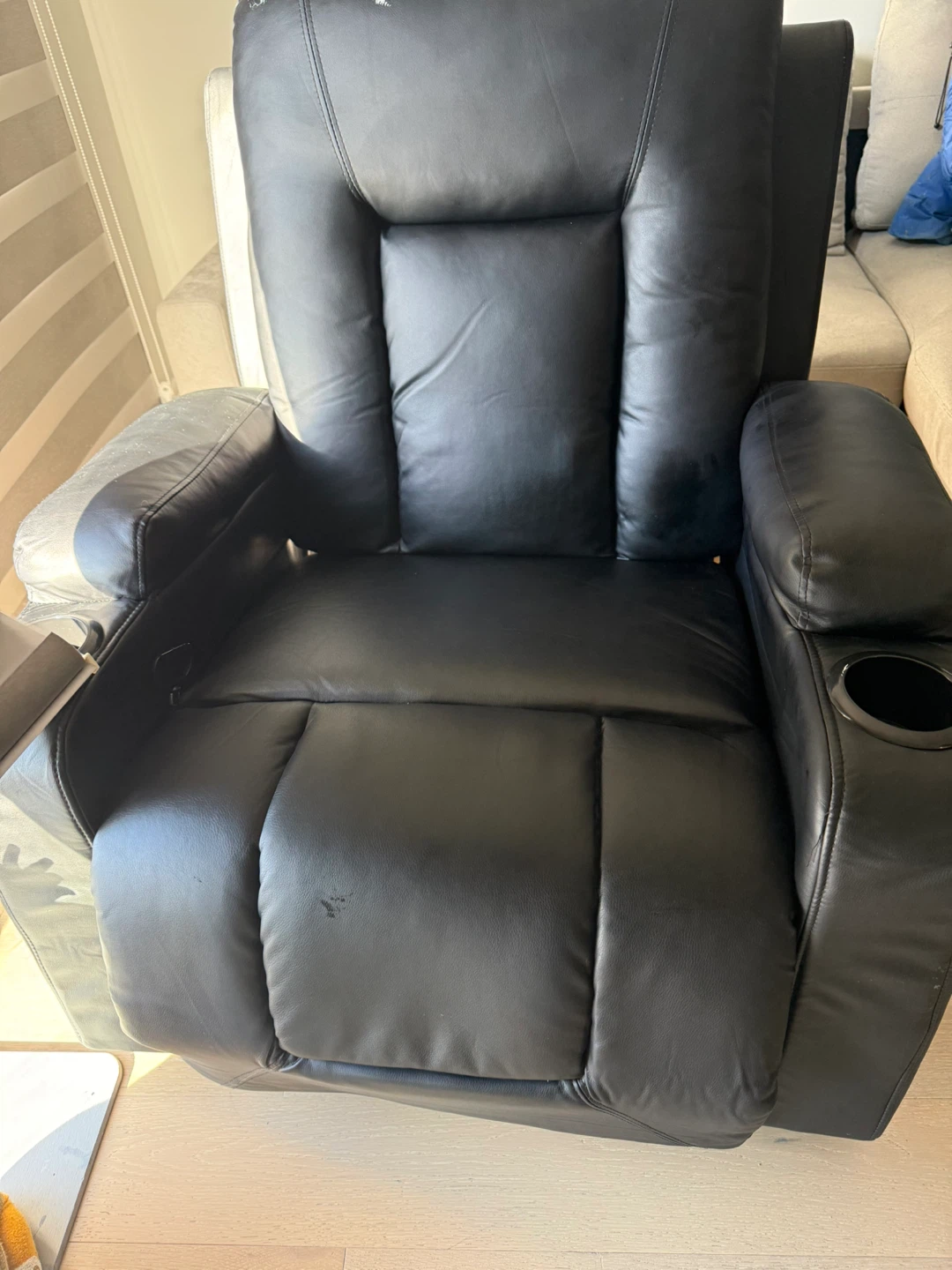 New Black Faux Leather Recliner Chair with heat massager - photo 3