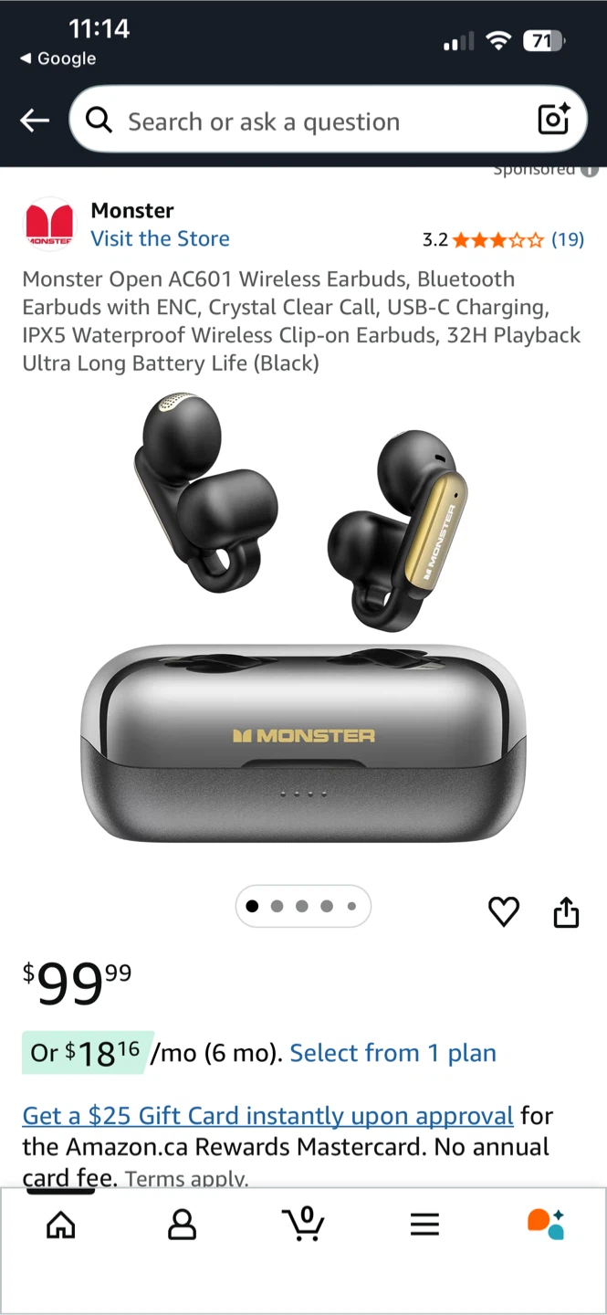 Monster Open AC601 Wireless Earbuds (Black)