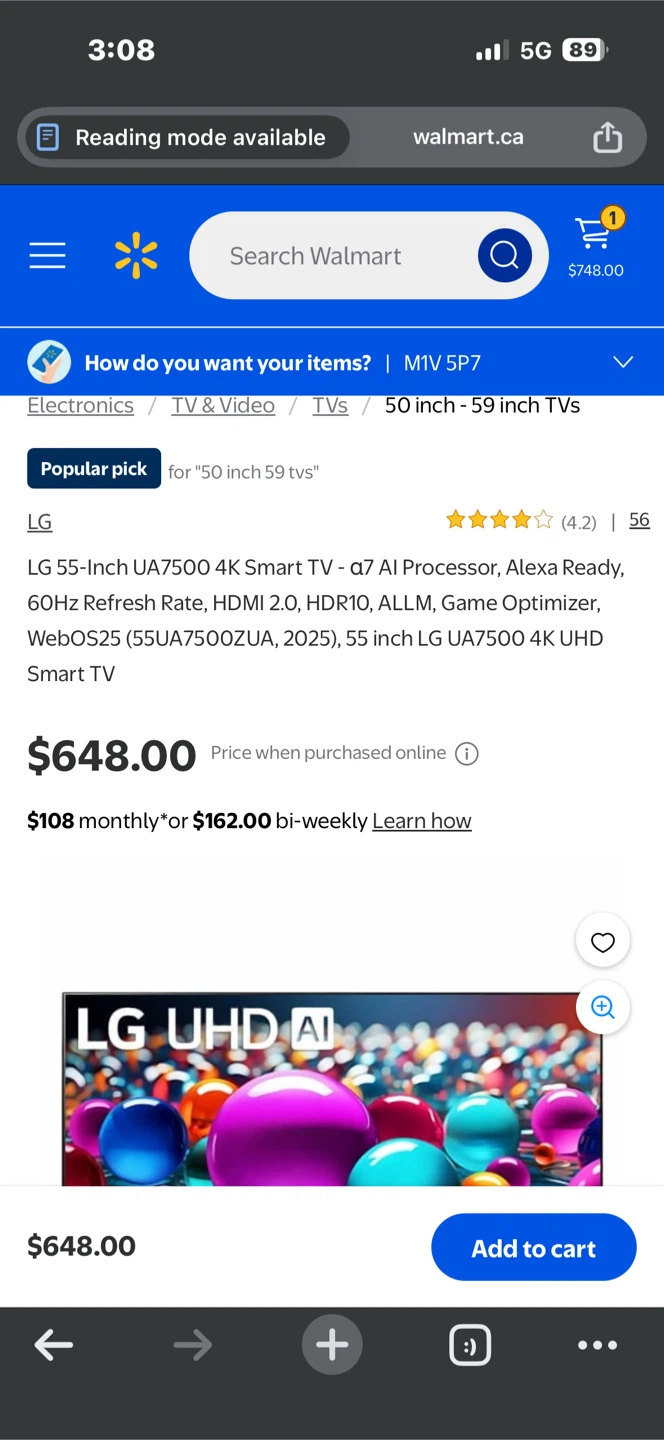 LG 55-Inch UA7500 4K UHD Smart TV
