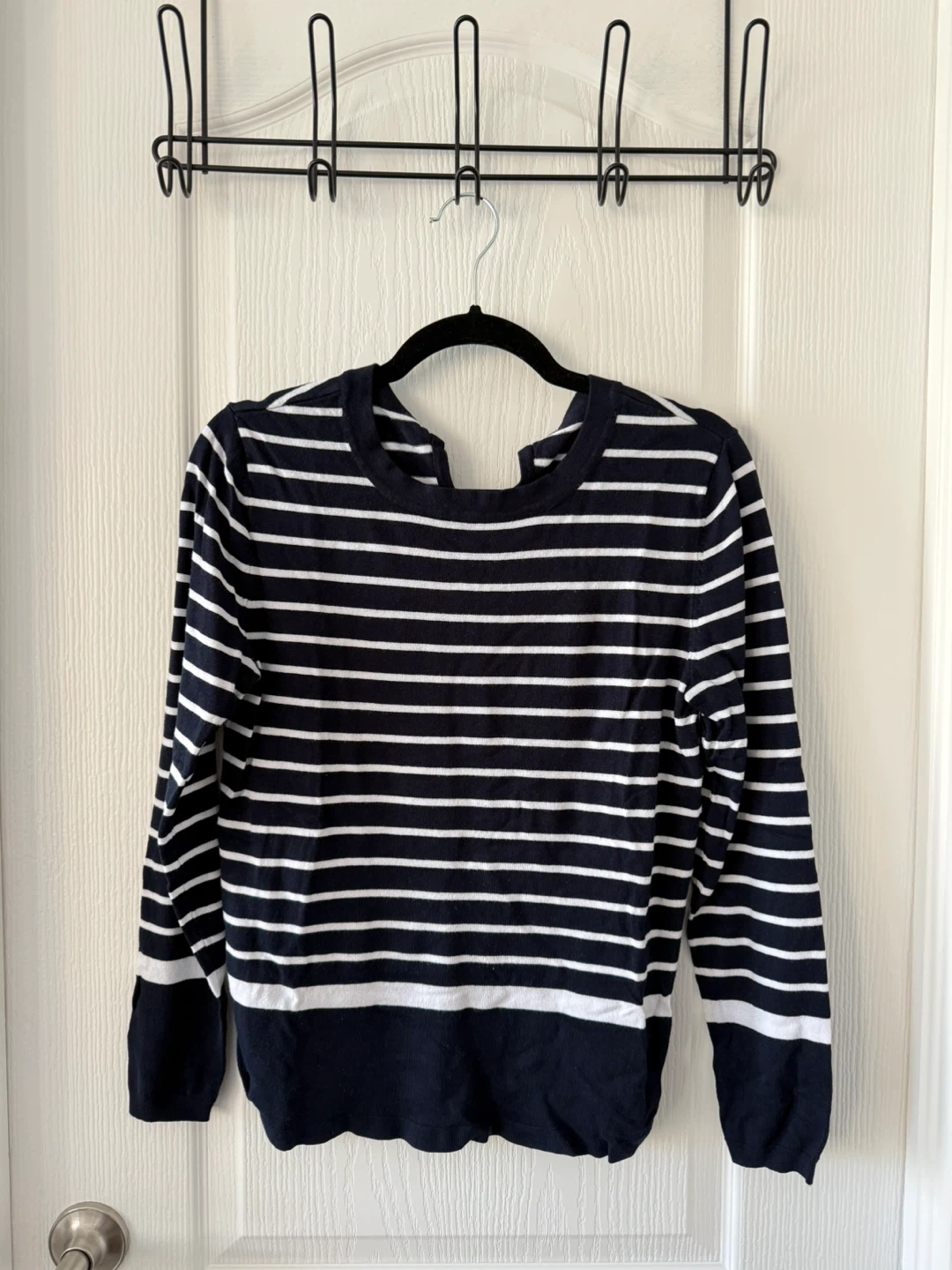 Navy and White Striped Top