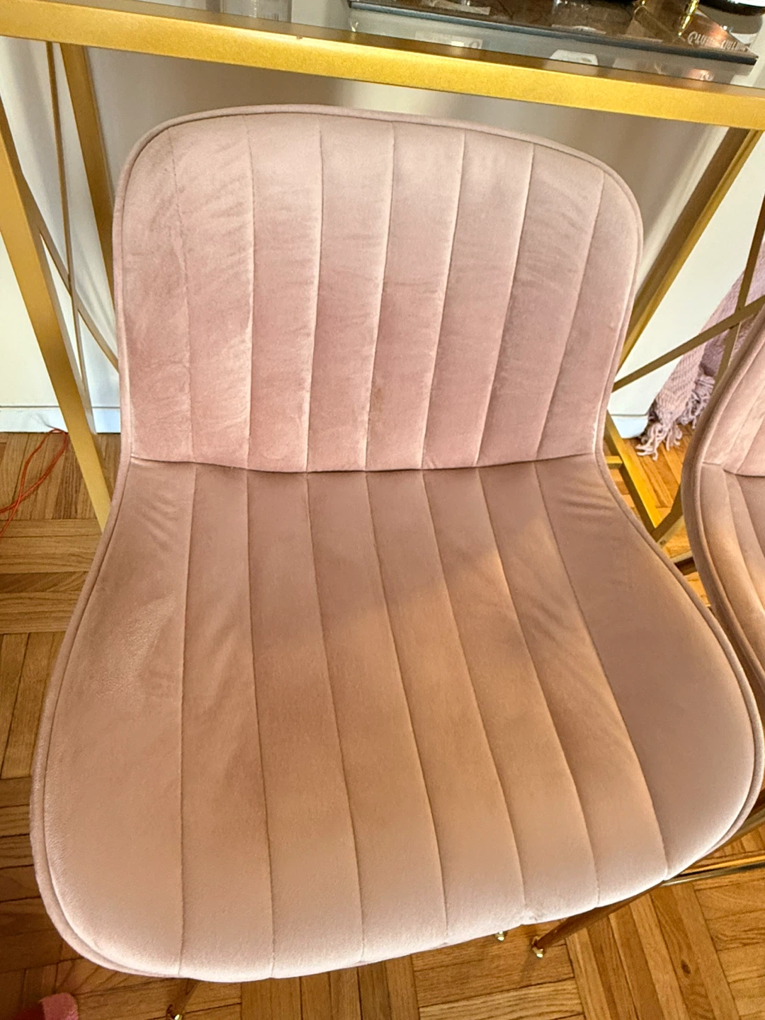 Pink Velvet Bar Stools - Set of 2 - photo 3