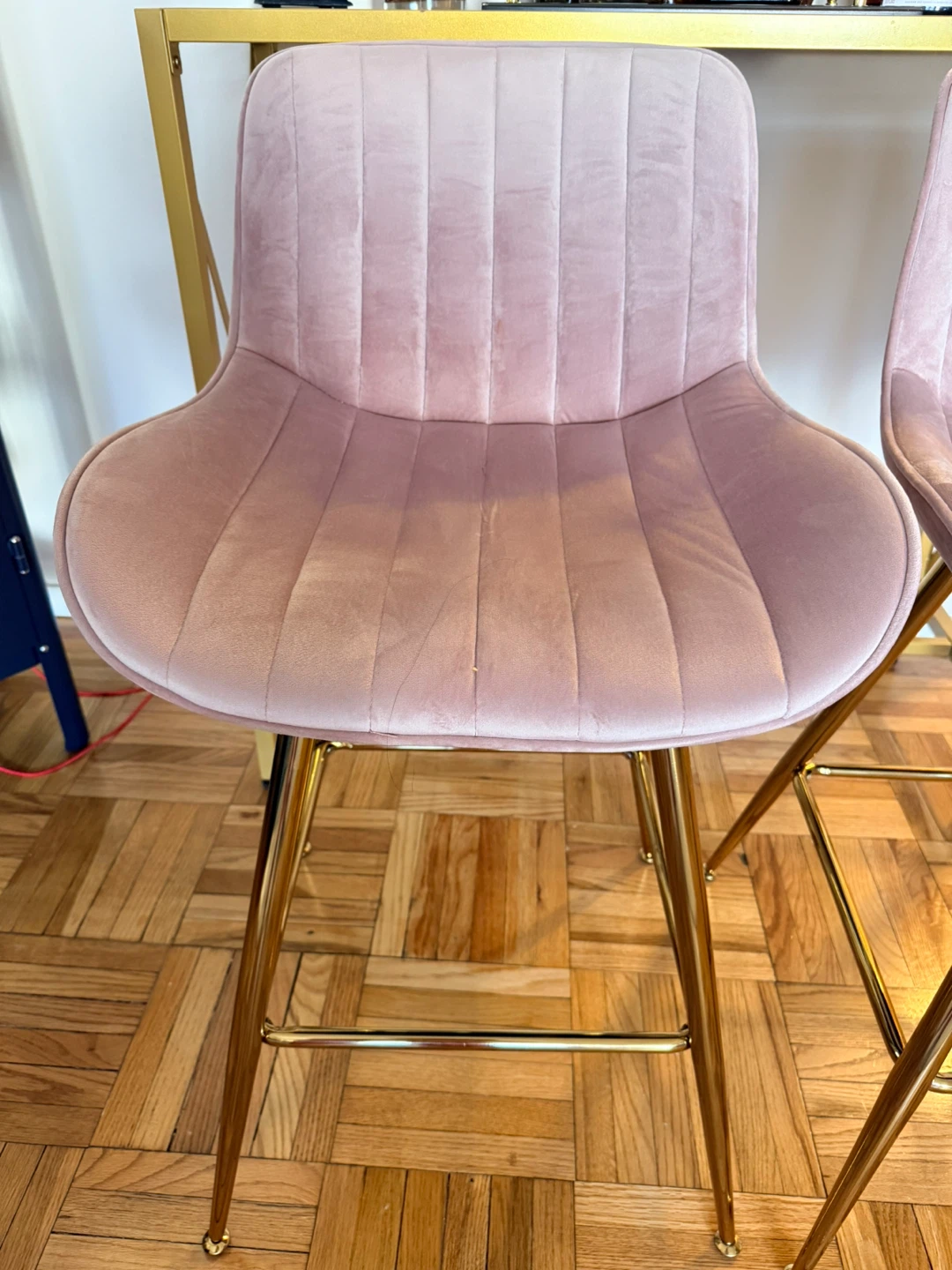 Pink Velvet Bar Stools - Set of 2 - photo 4