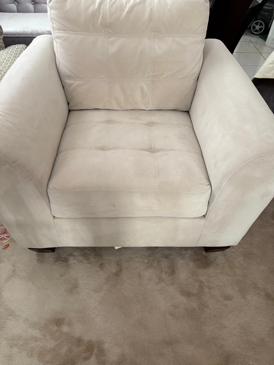 Cream Upholstered Sofa and Armchair Set