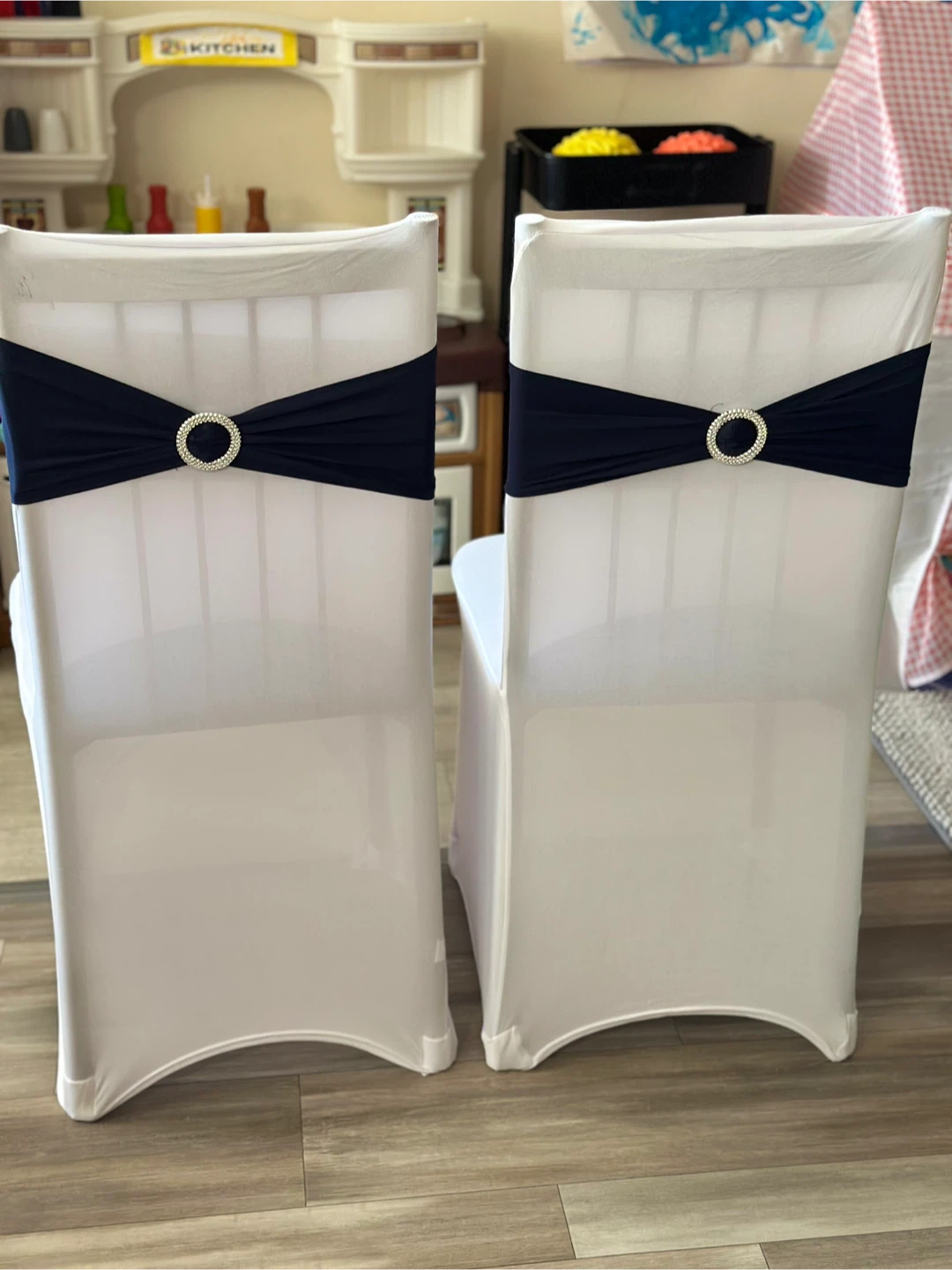Stretch Chair Covers with NB Bows and Rhinestone Buckles - photo 3