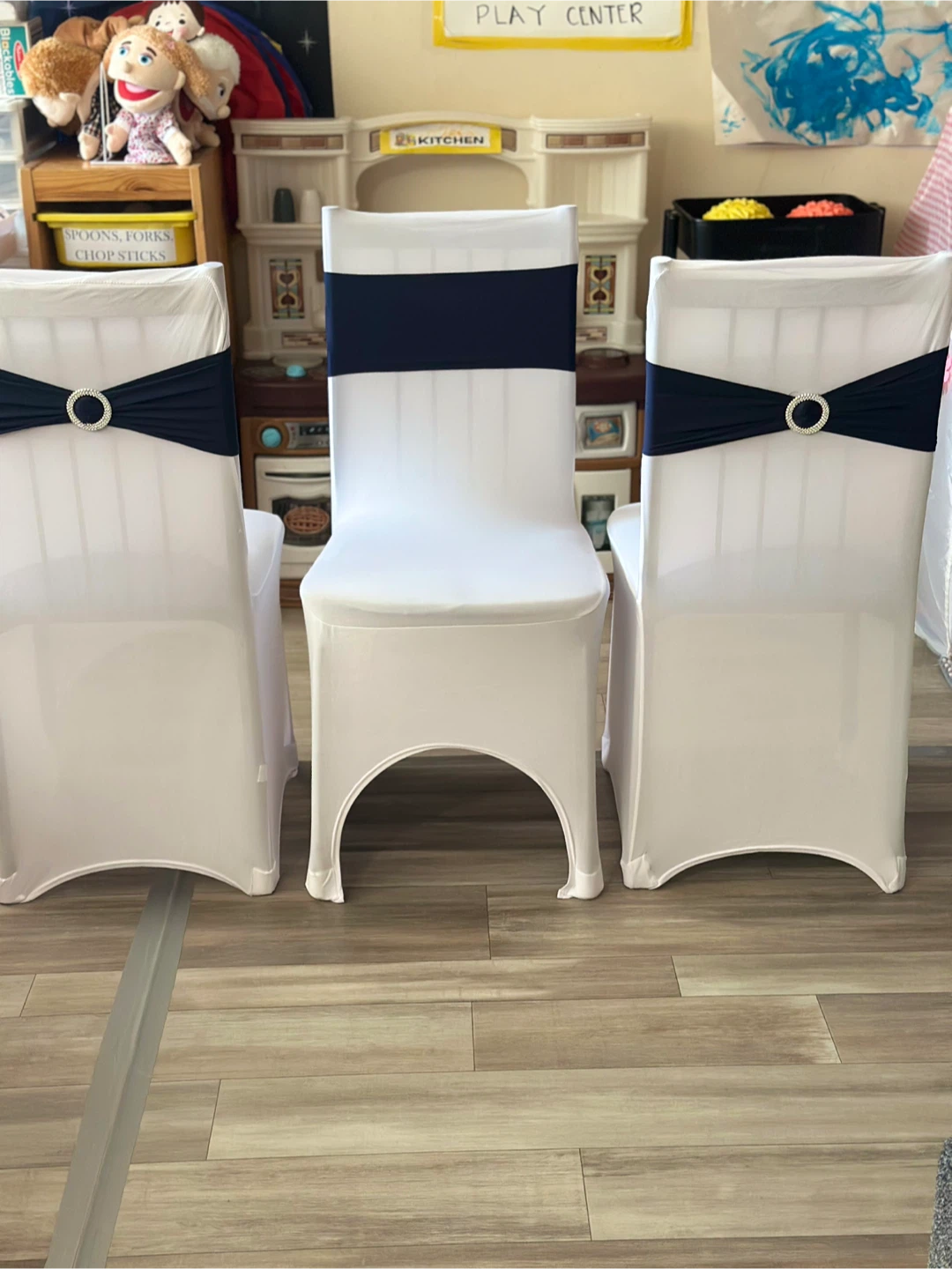 Stretch Chair Covers with NB Bows and Rhinestone Buckles - photo 2