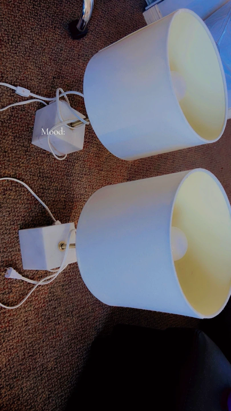 Set of 2 White Cube marble Base Table Lamps - photo 2