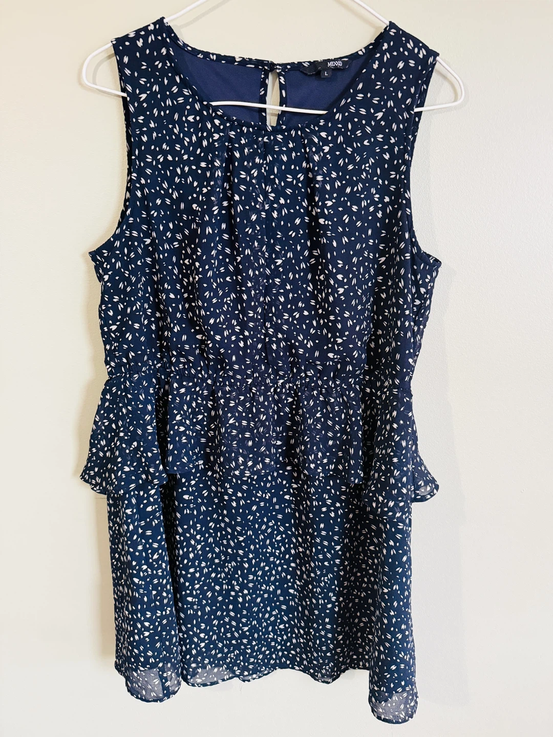 Mixxo Women's Sleeveless Ruffle Dress - Navy Floral Print