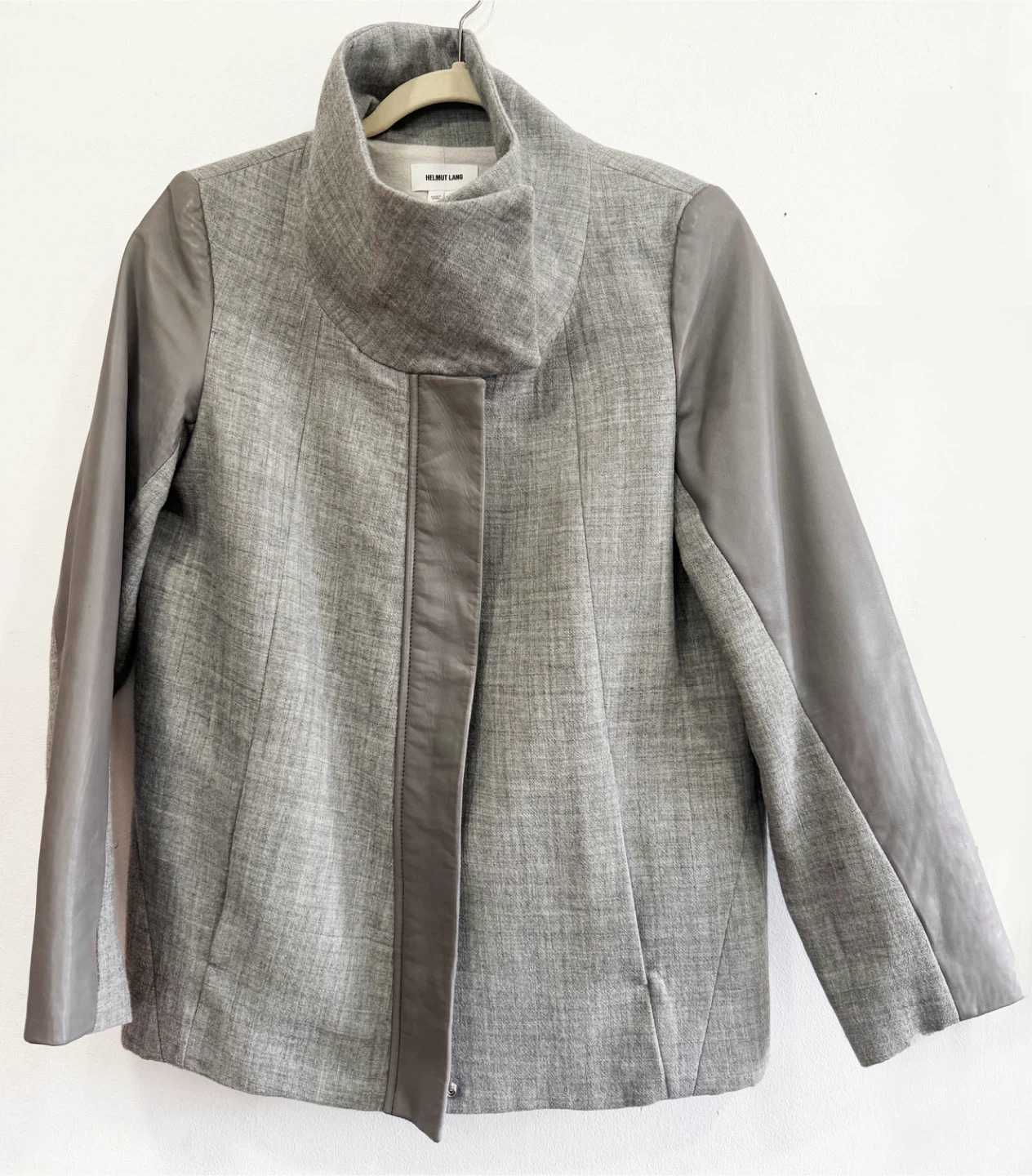 Helmut Lang Wool Blend Jacket with Leather Sleeves Size P - photo 3