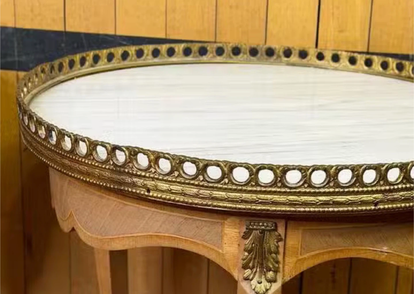 Ornate Oval Accent Table with Marble Top - photo 5